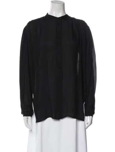 Pre-owned Khaite Silk Long Sleeve Blouse In Black