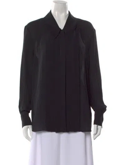 Pre-owned Khaite Silk Long Sleeve Blouse In Black