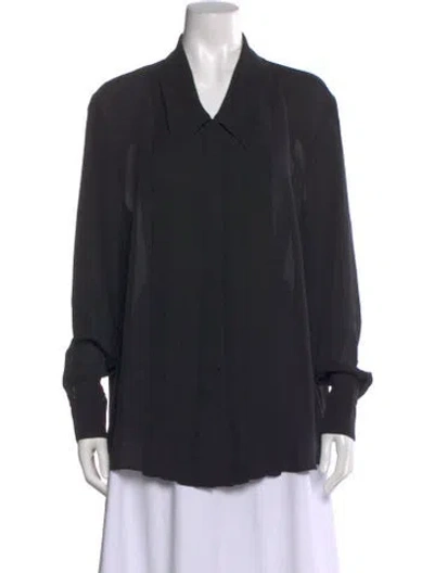 Pre-owned Khaite Silk Long Sleeve Blouse In Black