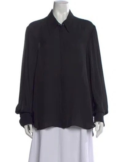 Pre-owned Khaite Silk Long Sleeve Blouse In Black