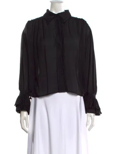 Pre-owned Khaite Silk Long Sleeve Blouse In Black
