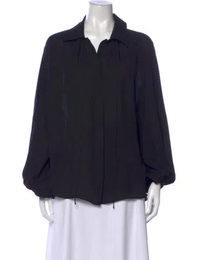 Pre-owned Khaite Silk Long Sleeve Blouse In Black