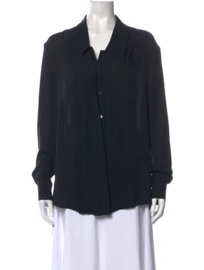 Pre-owned Khaite Silk Long Sleeve Blouse In Black