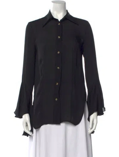 Pre-owned Khaite Silk Long Sleeve Blouse In Black