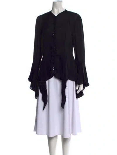 Pre-owned Khaite Silk Long Sleeve Blouse In Black