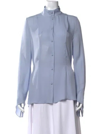 Pre-owned Khaite Silk Long Sleeve Blouse In Blue
