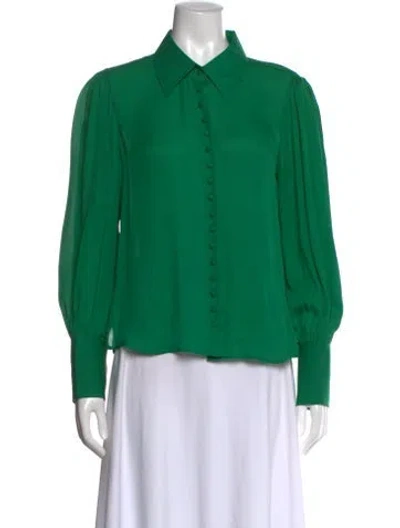 Pre-owned Khaite Silk Long Sleeve Blouse In Green
