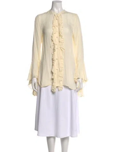 Pre-owned Khaite Silk Long Sleeve Blouse In Neutral