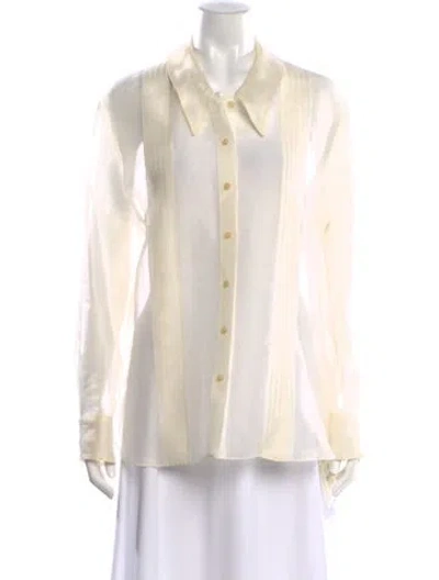 Pre-owned Khaite Silk Long Sleeve Blouse In Neutral