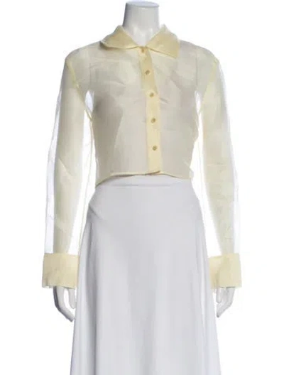 Pre-owned Khaite Silk Long Sleeve Blouse In Neutral
