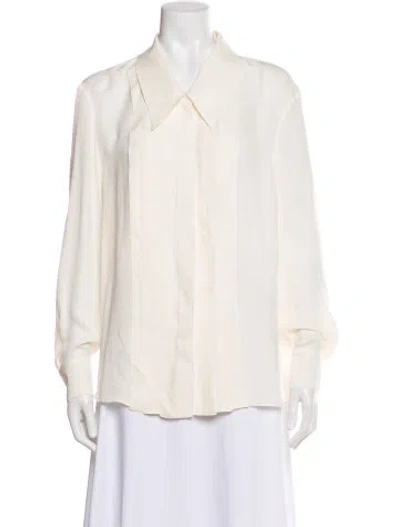 Pre-owned Khaite Silk Long Sleeve Blouse In Neutral