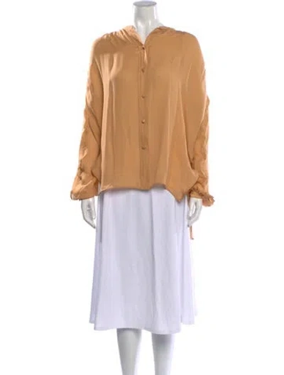Pre-owned Khaite Silk Long Sleeve Blouse In Neutrals