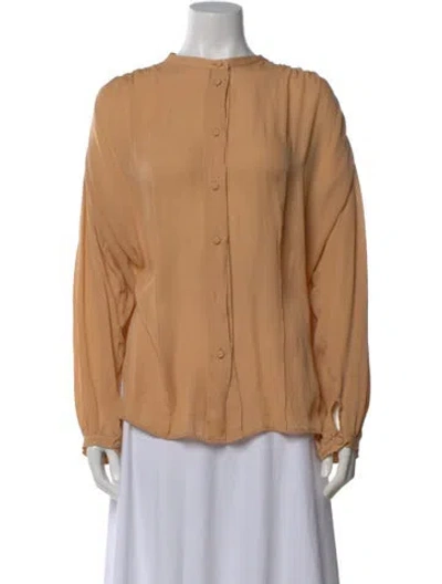 Pre-owned Khaite Silk Long Sleeve Blouse In Orange