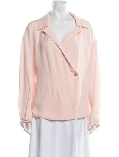 Pre-owned Khaite Silk Long Sleeve Blouse In Pink