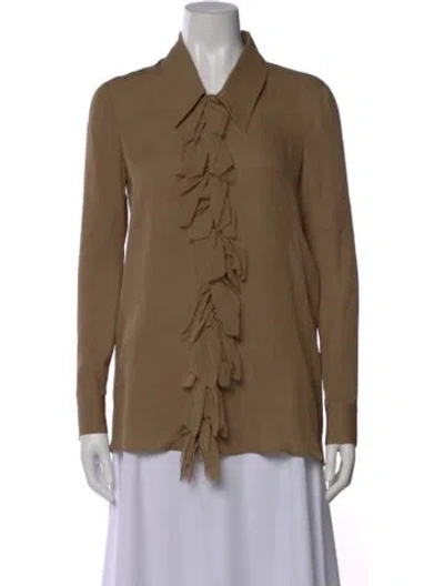 Pre-owned Khaite Silk Long Sleeve Blouse W/ Tags In Brown