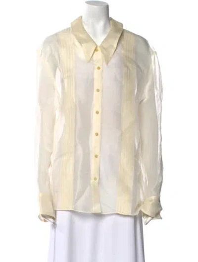 Pre-owned Khaite Silk Long Sleeve Button-up Top W/ Tags In Neutral