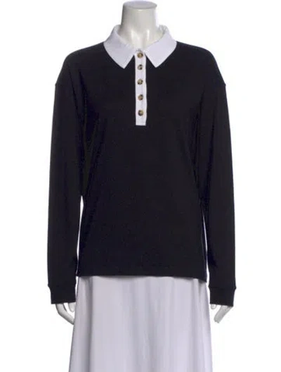 Pre-owned Khaite Silk Long Sleeve Polo In Black