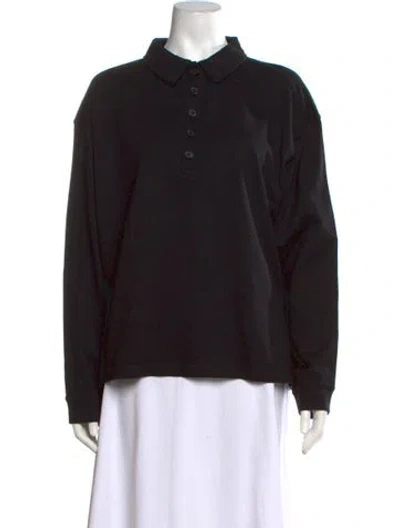 Pre-owned Khaite Silk Long Sleeve Polo In Black