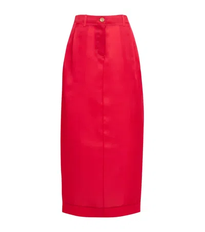 KHAITE SILK LUCIAN PENCIL MIDI SKIRT