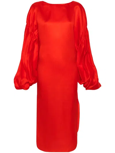 Khaite Silk Midi Dress In Red