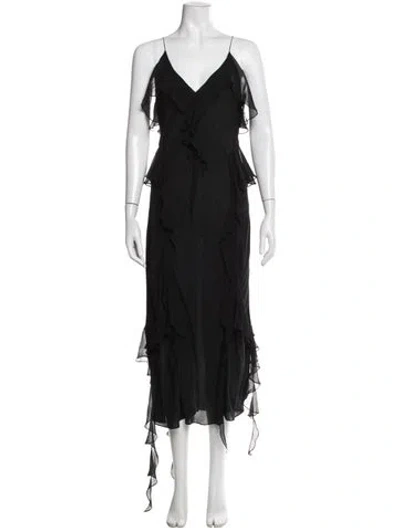 Pre-owned Khaite Silk Midi Length Dress In Black
