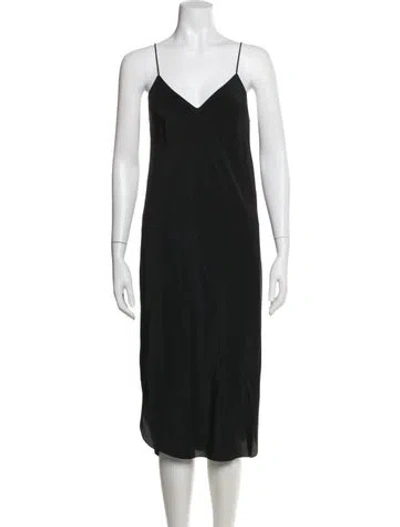 Pre-owned Khaite Silk Midi Length Dress In Black