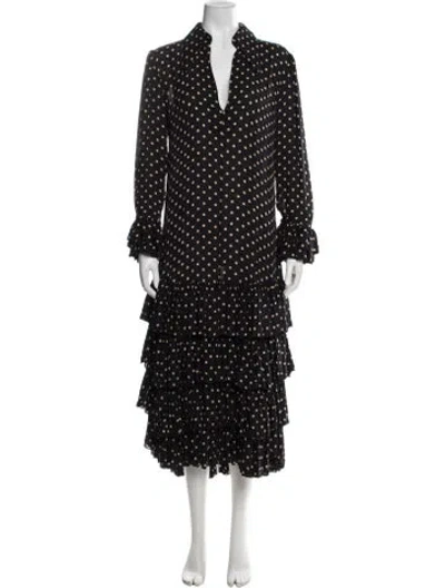 Pre-owned Khaite Silk Midi Length Dress In Black