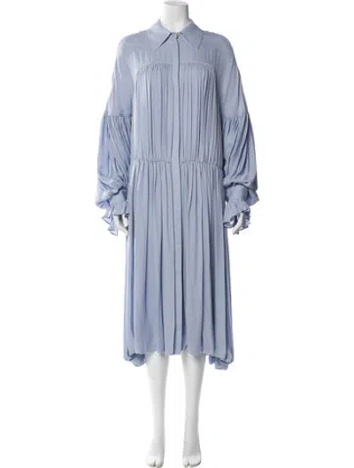 Pre-owned Khaite Silk Midi Length Dress In Blue