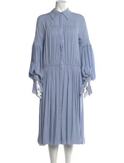 Pre-owned Khaite Silk Midi Length Dress In Blue