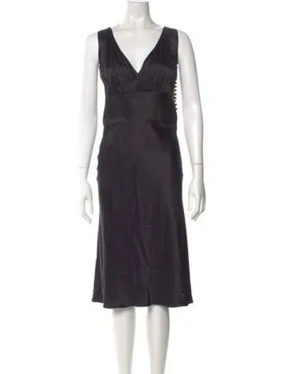 Pre-owned Khaite Silk Midi Length Dress In Gray