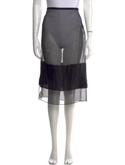 Pre-owned Khaite Silk Midi Length Skirt In Black