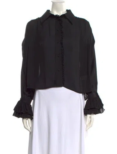Pre-owned Khaite Silk Mock Neck Blouse In Black