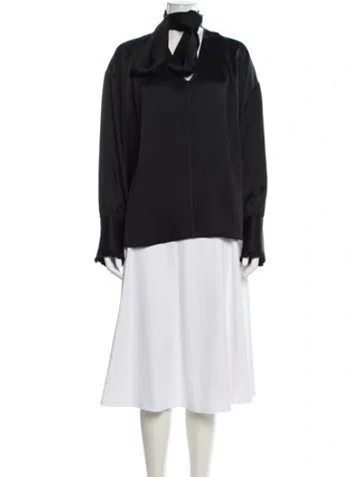 Pre-owned Khaite Silk Mock Neck Blouse In Black
