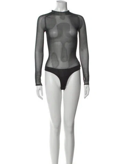 Pre-owned Khaite Silk Mock Neck Bodysuit In Black