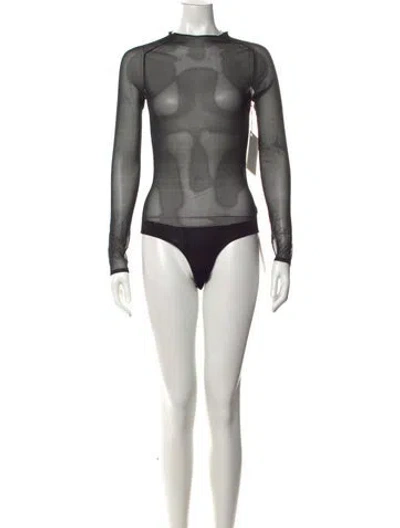 Pre-owned Khaite Silk Mock Neck Bodysuit W/ Tags In Black