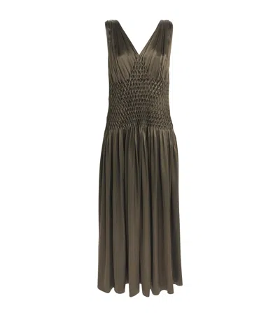Khaite Silk Nola Midi Dress In Green
