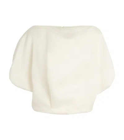 Khaite Silk Top Rounded Puff Sleeves In White