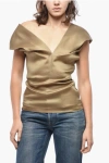 Khaite Silk Organza Top With Back Zip In Gold
