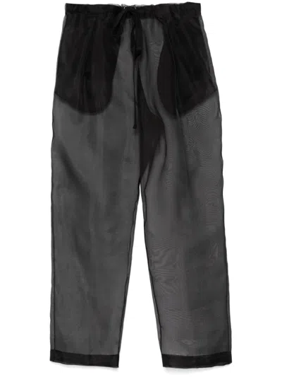 Khaite Silk Organza Trousers With Drawstring Waist In Black