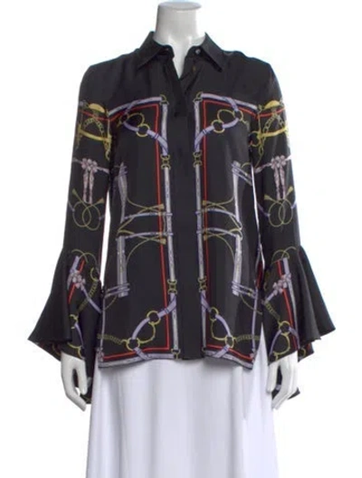 Pre-owned Khaite Silk Printed Blouse In Black
