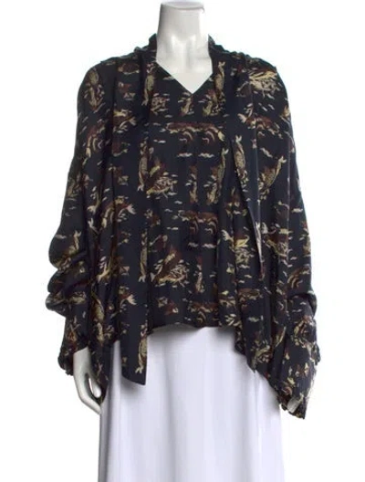 Pre-owned Khaite Silk Printed Blouse In Black