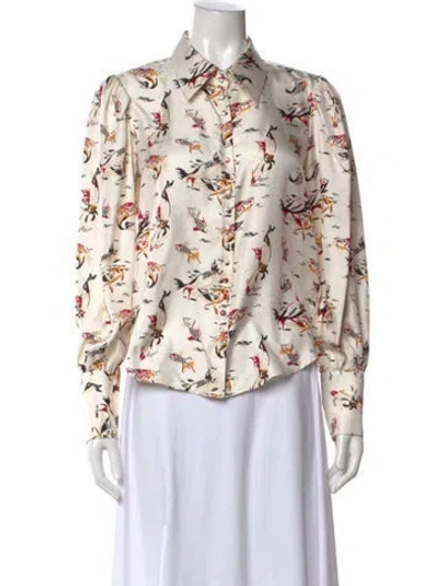 Pre-owned Khaite Silk Printed Blouse W/ Tags In Neutrals