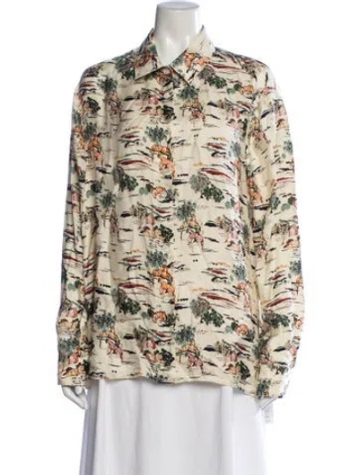 Pre-owned Khaite Silk Printed Button-up Top In Multicolor