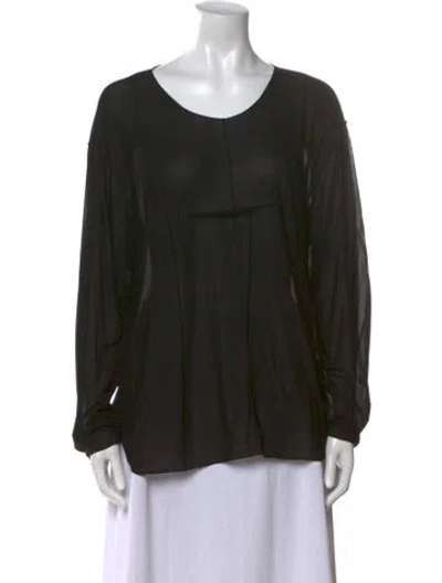 Pre-owned Khaite Silk Scoop Neck Blouse In Black