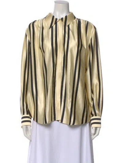 Pre-owned Khaite Silk Striped Blouse In Neutral