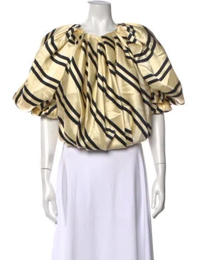 Pre-owned Khaite Silk Striped Blouse In Yellow