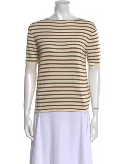 Pre-owned Khaite Silk Striped Sweater In Neutral