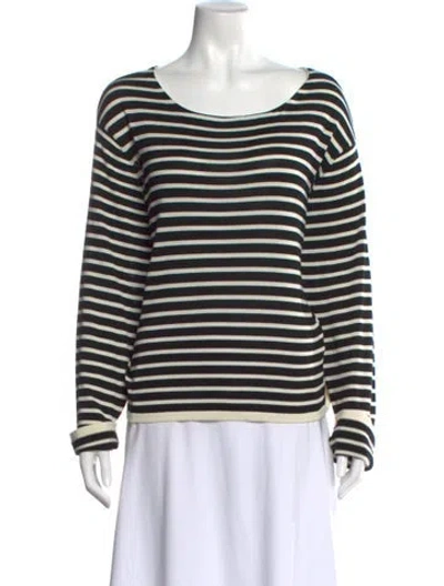 Pre-owned Khaite Silk Striped Top In Black