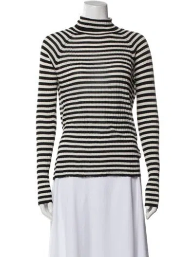 Pre-owned Khaite Silk Striped Top In Black