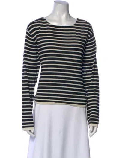 Pre-owned Khaite Silk Striped T-shirt In Black